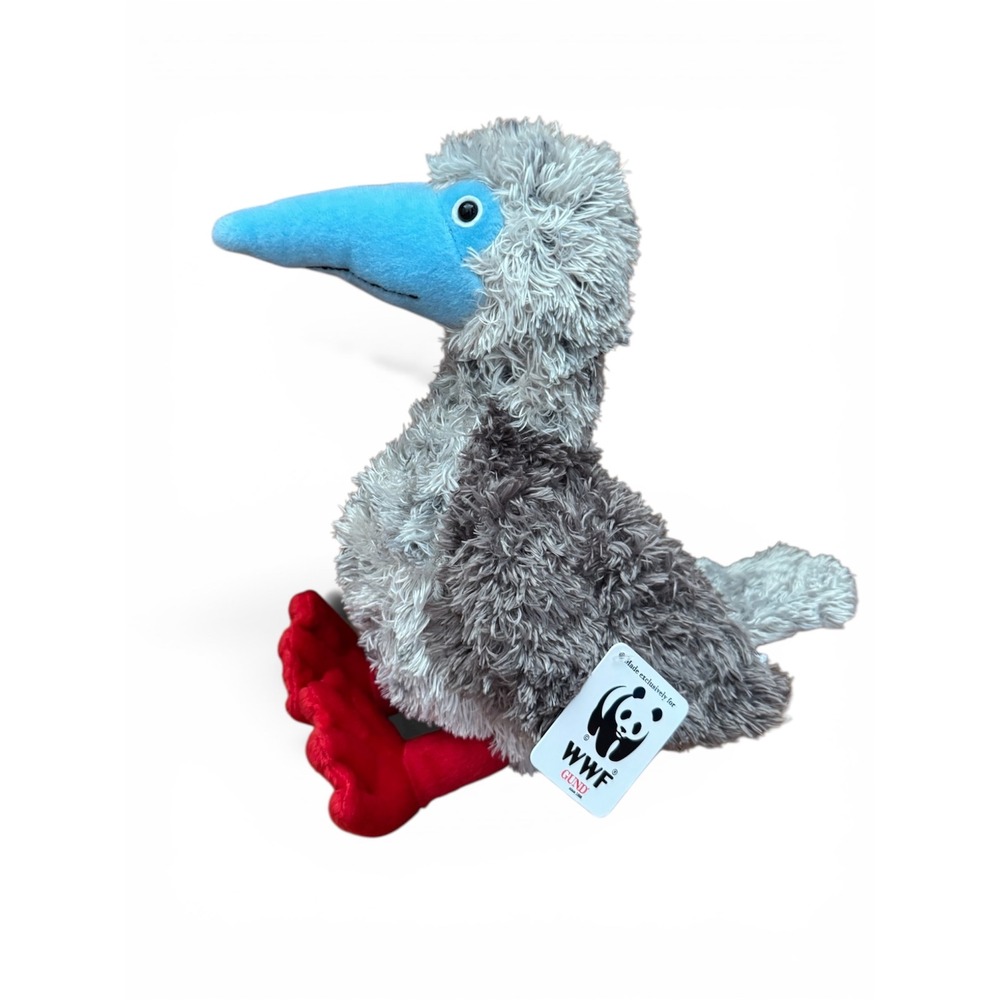 Gund WWF Red-footed Booby Plush Bird Toy Stuffed Animal Blue Beak Grey NWT